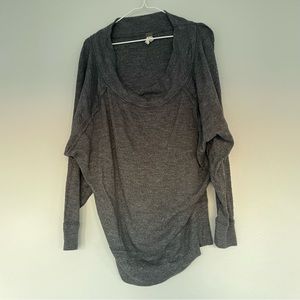 Free people we the free gray pullover cotton cowl oversized large thermal waffle